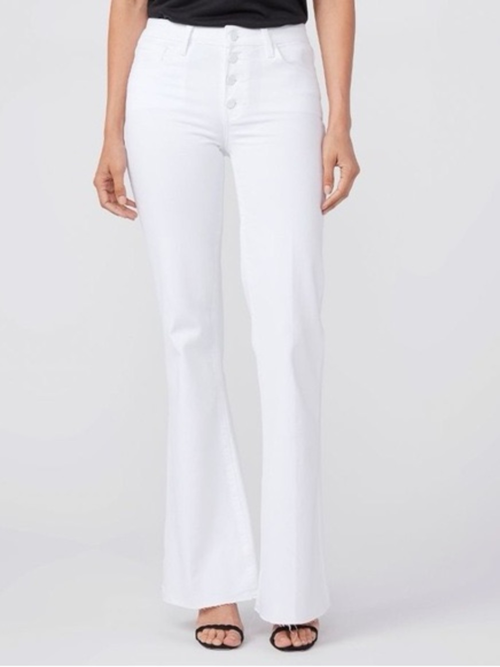 Sz 27 Paige Genevieve Modern High Rise Flare white Jean with stretch button